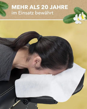 Zen Massage Ware, Einwegauflage - Nasenschlitztücher für die Kopfstütze einer Massageliege, Verwendung