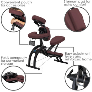 Earthlite Avila mobiler Massagestuhl, Burgund, Funktionen Details