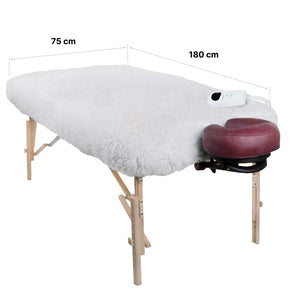 Heizdecke für Massageliegen, Zen Massage Ware, Farbe weiß, aufgezogen auf Massageliege