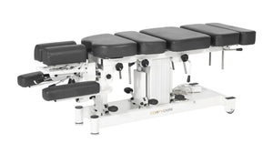 Coinfycare Lissabon, elektrische Chiropraktikerliege, 7-Segmente, grau, Vollansicht