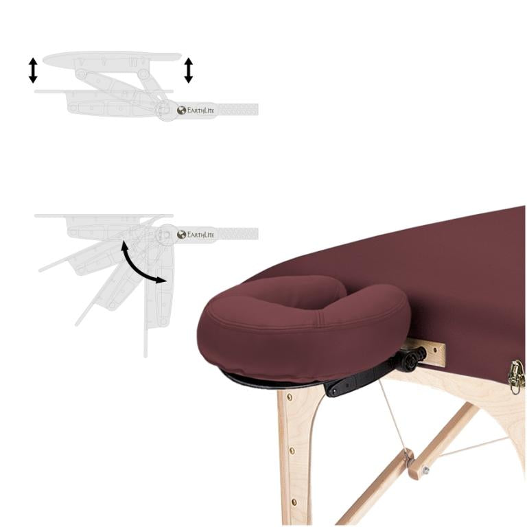 Earthlite Harmony mobile Massageliege, Farbe Burgund, Kopfstuetze Winkelverstellung