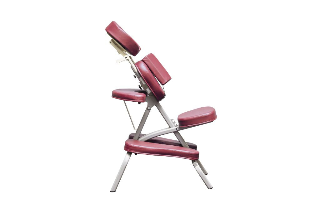 Klappbarer Massagestuhl Zen Silver Light, Farbe Burgund, Seitenansicht