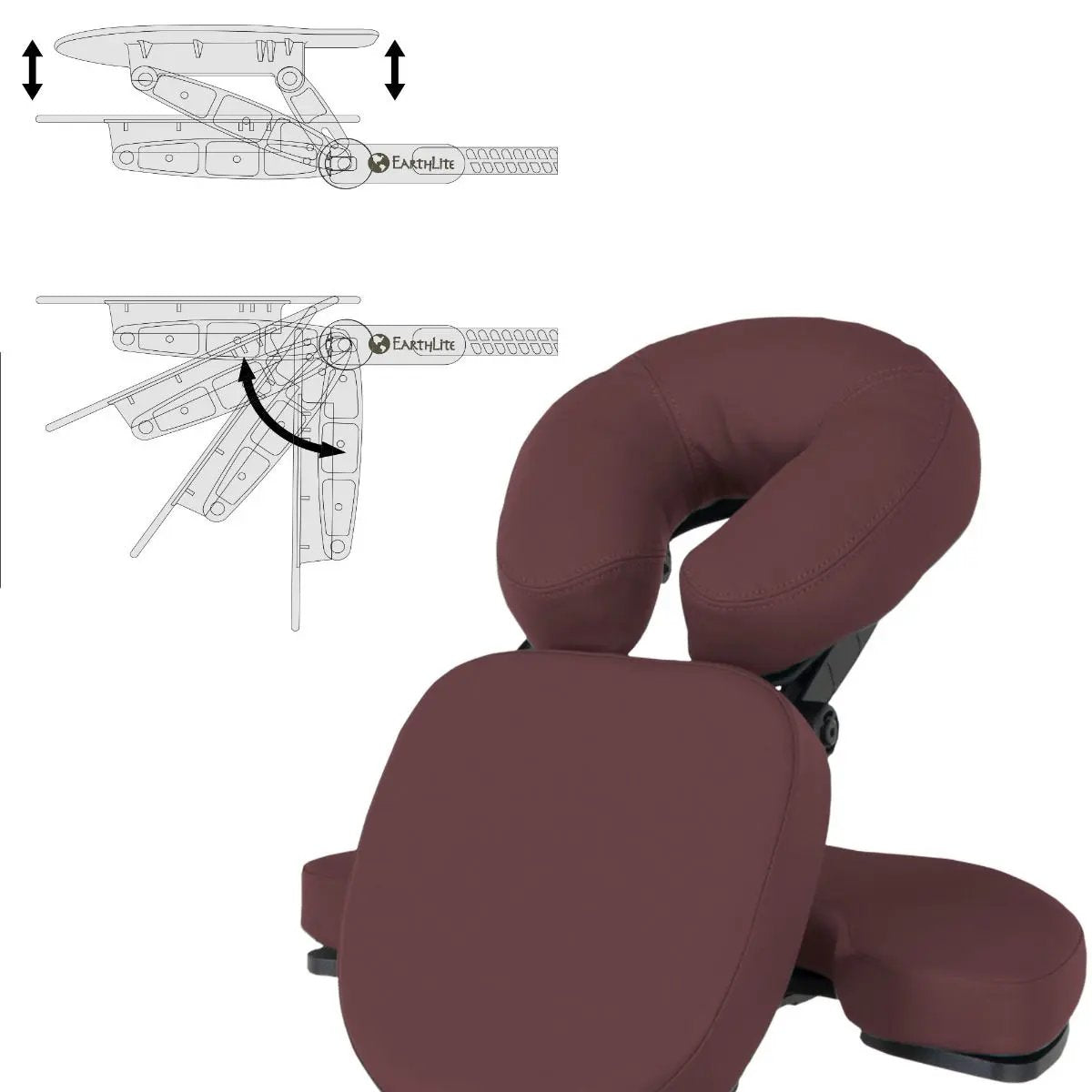 Earthlite Avila mobiler Massagestuhl, Burgund, Kopfstuetze