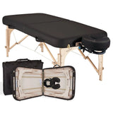 Mobile Massageliege Earthlite New Spirit, Farbe Black, Vollansicht und Kofferansicht