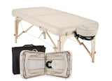 Mobile Massageliege Earthlite New Spirit, Farbe Creme, Vollansicht und Kofferansicht