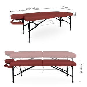 Massageliege Zen Stronglight II, Abmaße, burgund