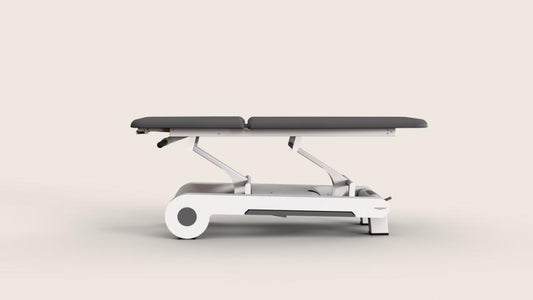 Naggura Nrun2, elektrische Therapieliege, Farbe graphit, Seitenansicht