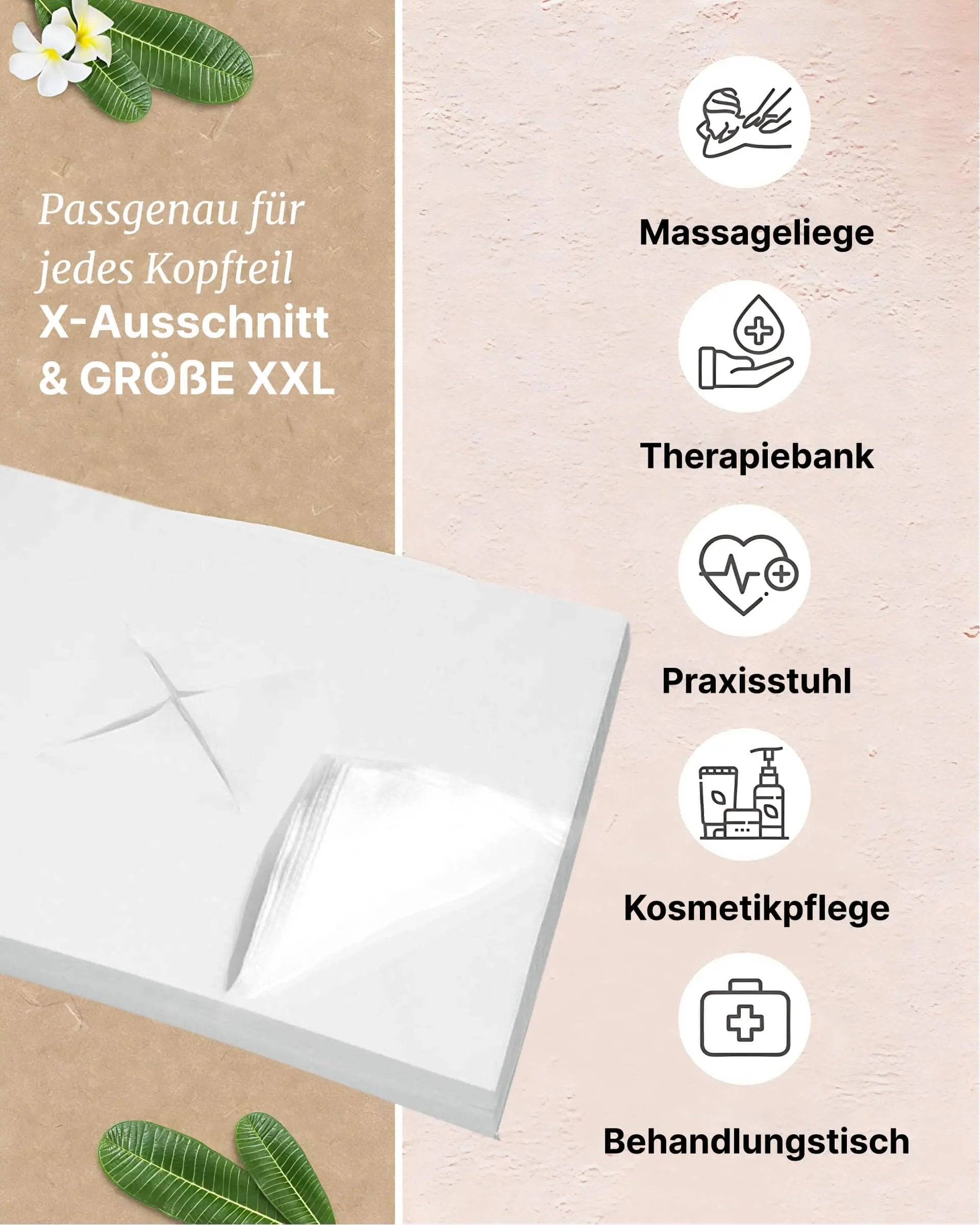 Zen Massage Ware, Einwegauflage - Nasenschlitztücher mkt X-Ausschnitt für Therapieliegen, Vorteile