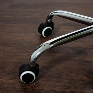 Praxisrollhocker, Zen Rollhocker aus Chrom, Details Rollen
