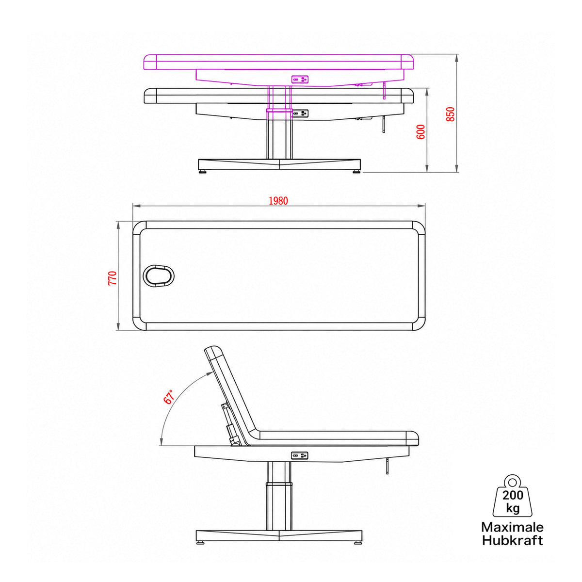 Spa Massage table HERA | electrical with heating