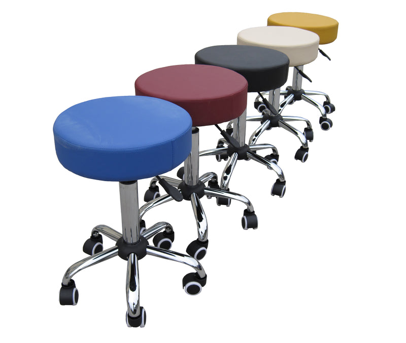 Zen rolling stool made of chrome