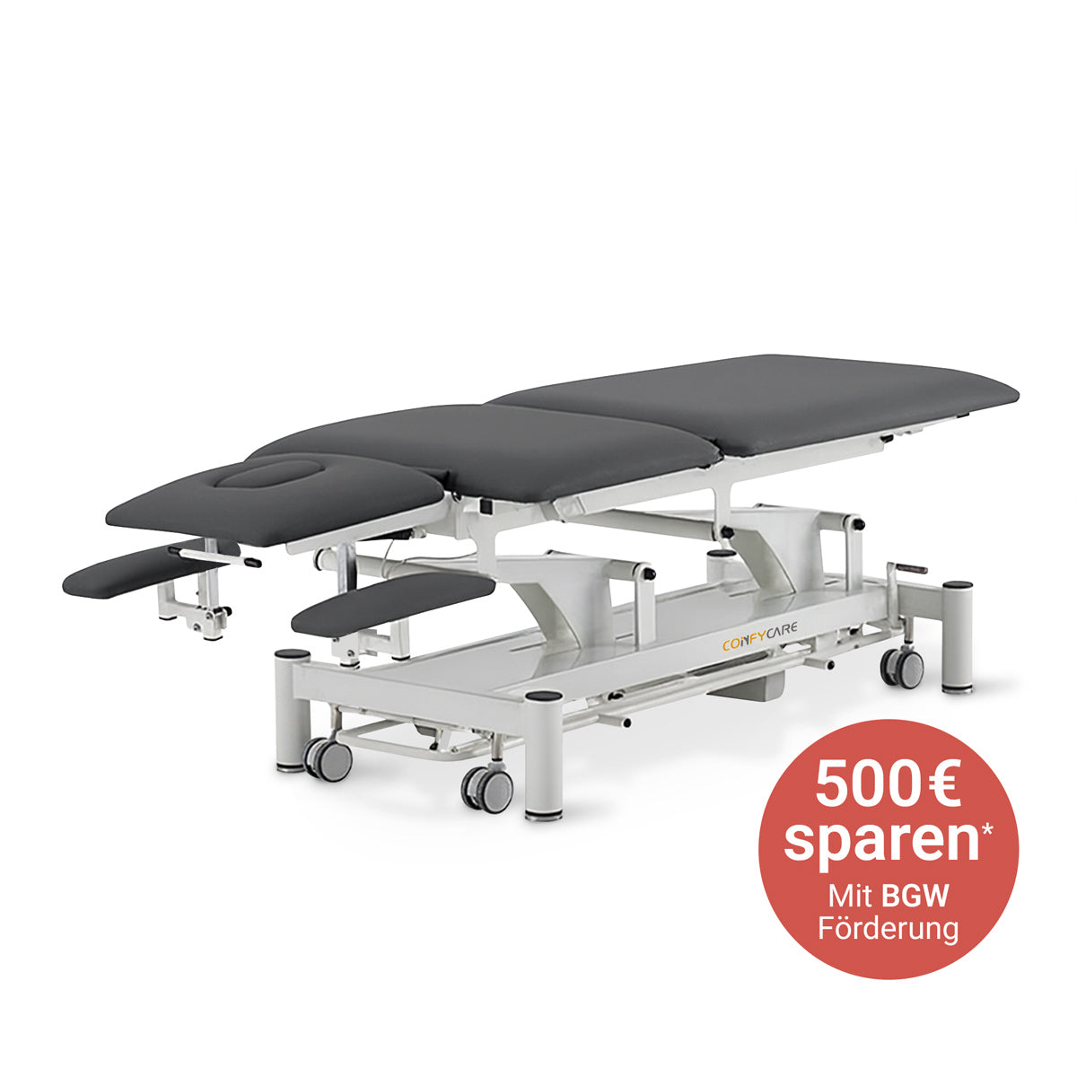 Therapieliege elektrisch, Coinfycare Split, BGW Förderung, Farbe: Dunkelgrau