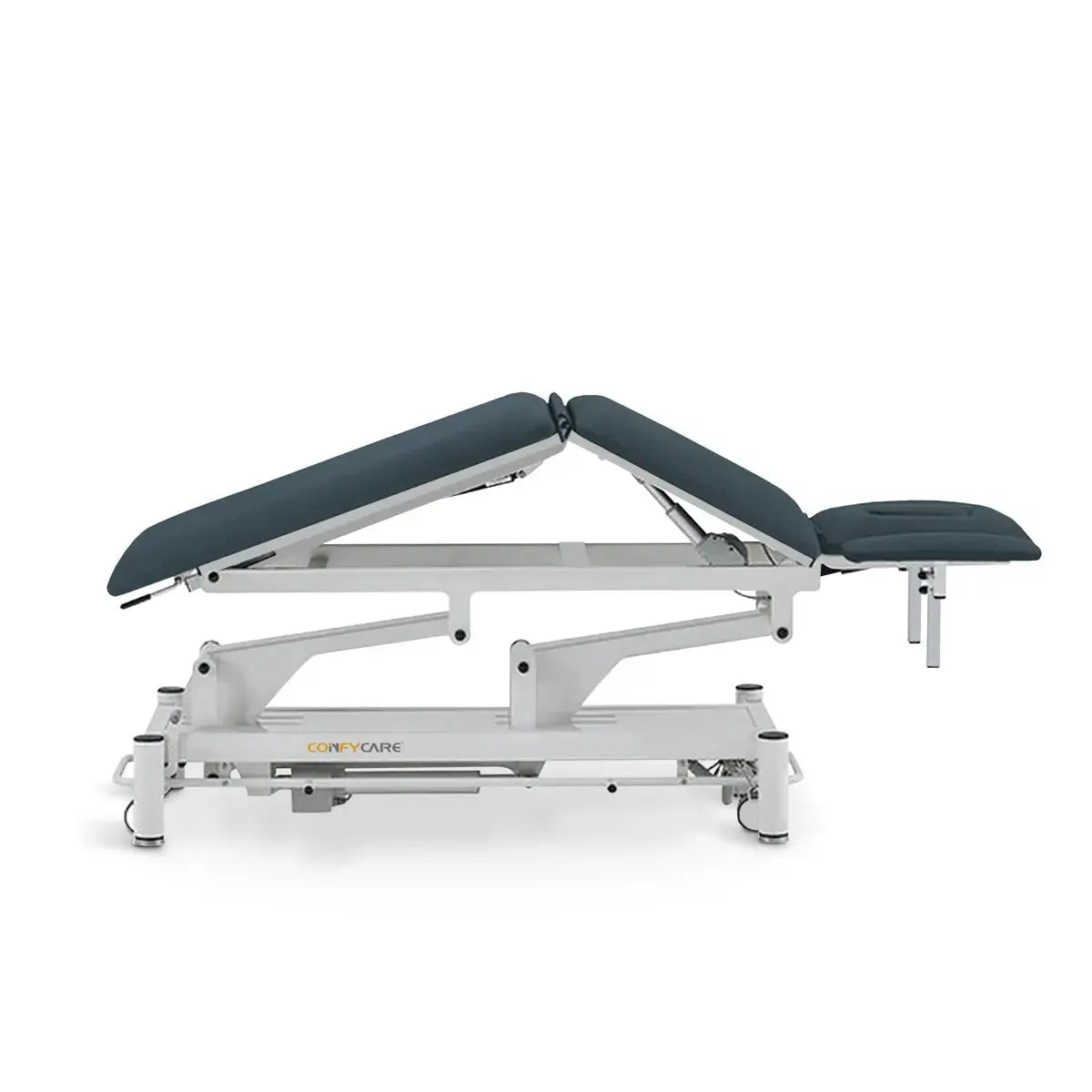 Therapieliege elektrisch, Coinfycare Split, Seitenansicht, Farbe: Marineblau