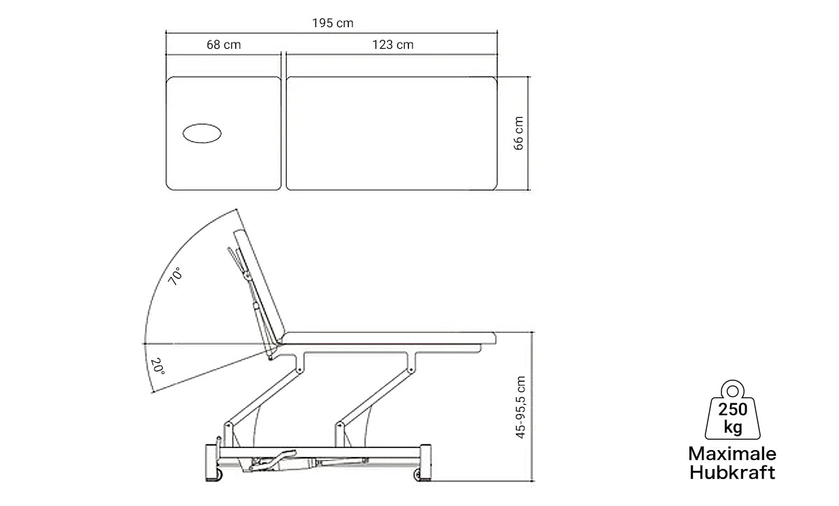 Hydraulic therapy table DUBLIN | 2 segments