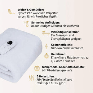Heizdecke für Massageliegen, Zen Massage  Ware, Farbe weiß, Vorteilsübersicht