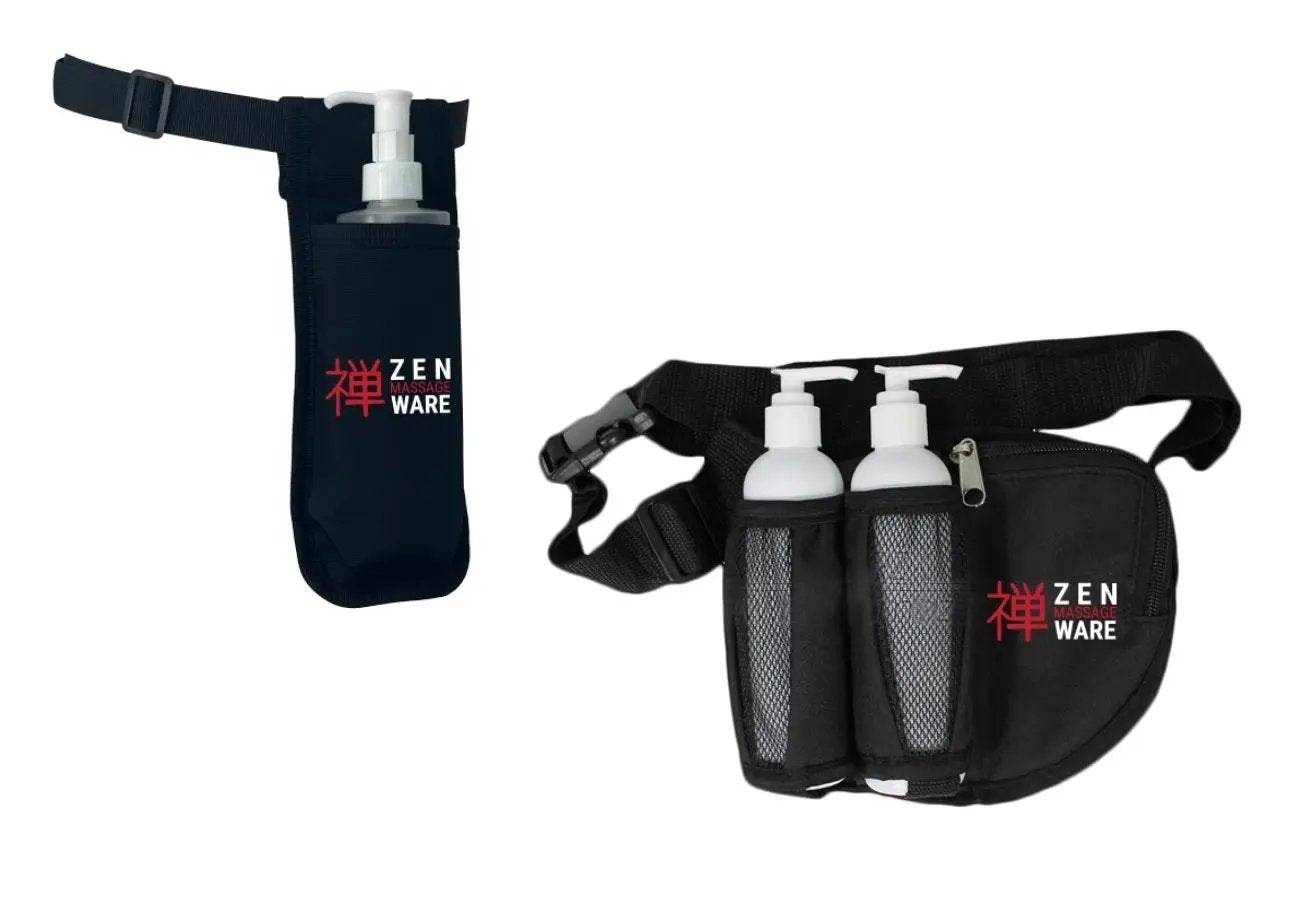 Zen Massage Ware, Öl-Flaschenhalter inkl. Dosier-Pumpflasche, Zubehör für Masseure