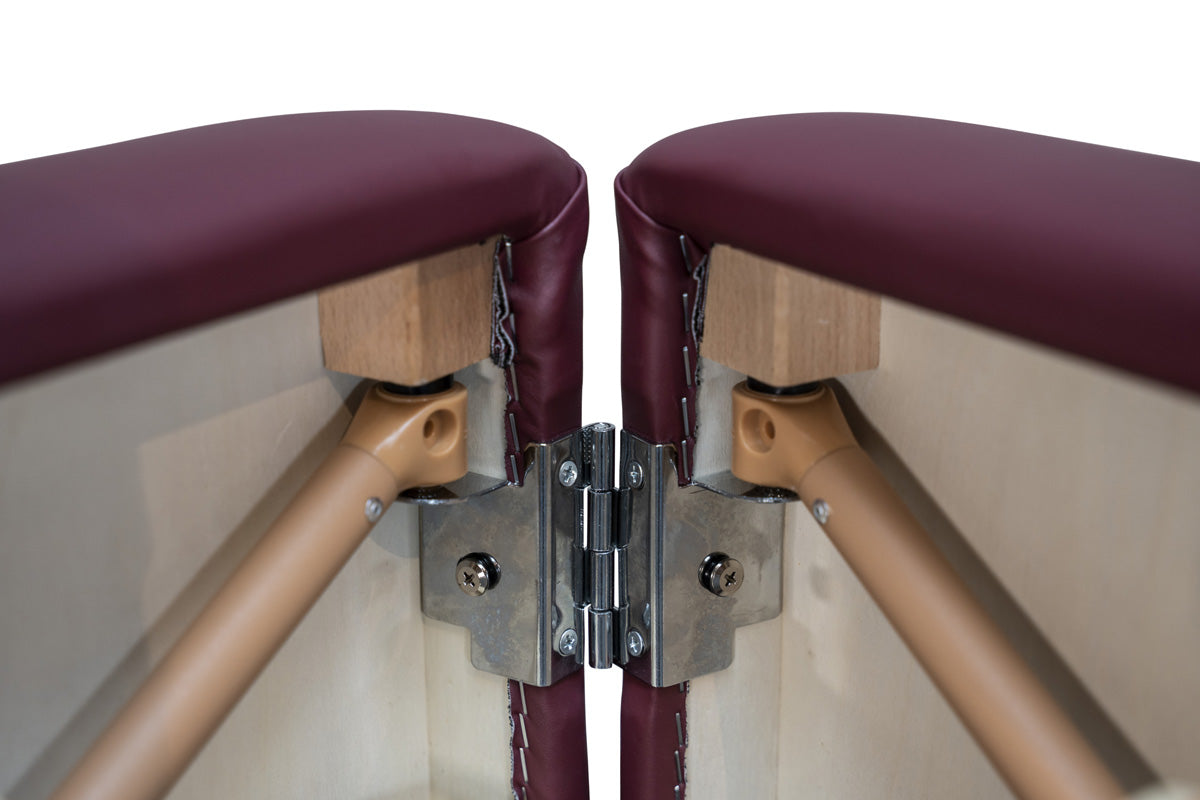 Zen Relax, klappbare Massageliege, Farbe Burgund, Scharnier
